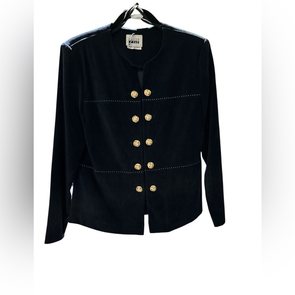 Leslie Fay Blue Blazer with Military-Inspired Design